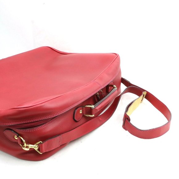 Auth Gucci Red Leather Travel Bag Rare #3886G38 - Picture 4 of 10